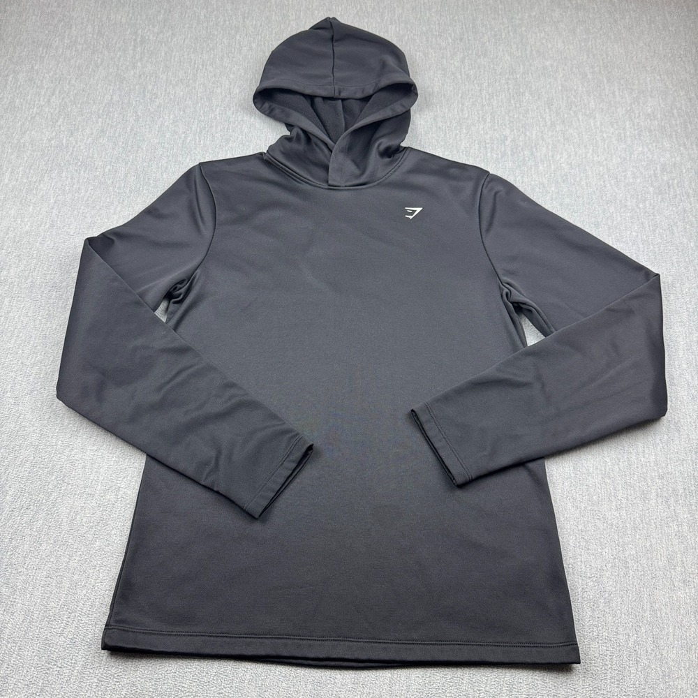 Gymshark Hoodie Mens Medium Black Pullover Sweatshirt Fleece Activewear A1C4L